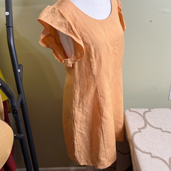 Urban Renewal Linen Peach ruffle flutter sleeves Dress - Picture 3 of 13